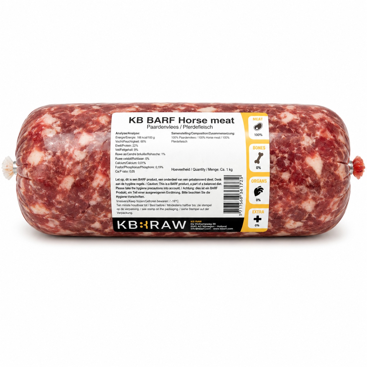 KB BARF - Paardenvlees Gemalen 1000 g 